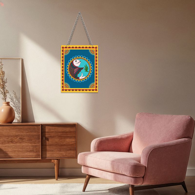 Madhubani Art Fish Wall Hanging For Home, Living Room, Bedroom Wall Decoration Festival Wall Decor Traditional Wall Art Decor